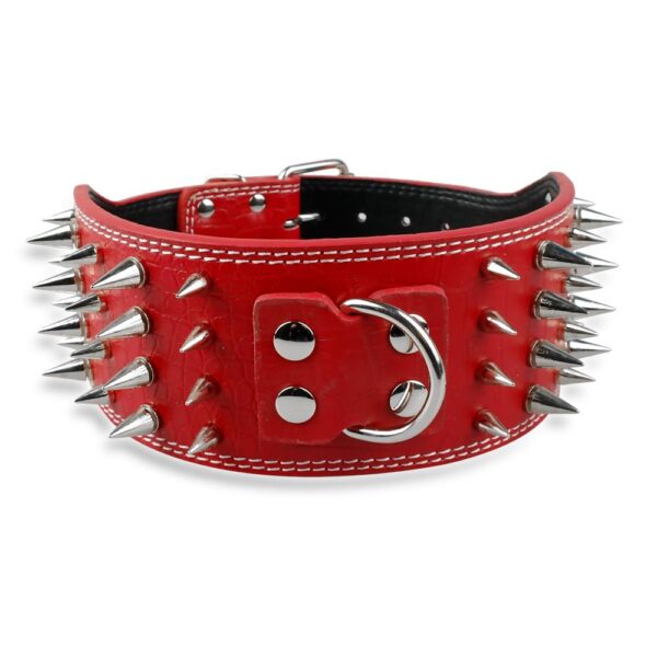 3 inch Wide Spikes Studded Leather Pet Dog Collar for Large Breeds Pitbull Doberman - Image 2