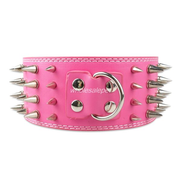 3 inch Wide Spikes Studded Leather Pet Dog Collar for Large Breeds Pitbull Doberman - Image 4