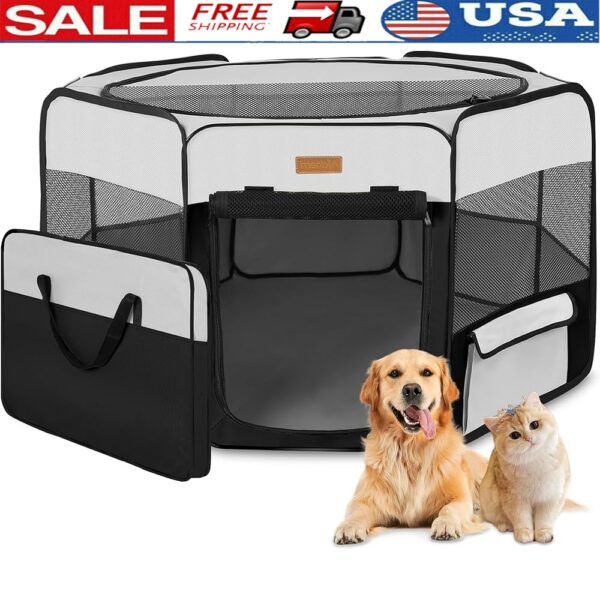 Portable Pet Playpen – Foldable Indoor Outdoor Tent for Dogs, Cats, Rabbits and Puppies, - Image 4