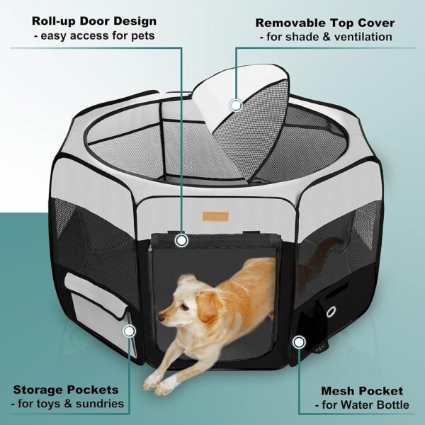 Portable Pet Playpen – Foldable Indoor Outdoor Tent for Dogs, Cats, Rabbits and Puppies, - Image 6