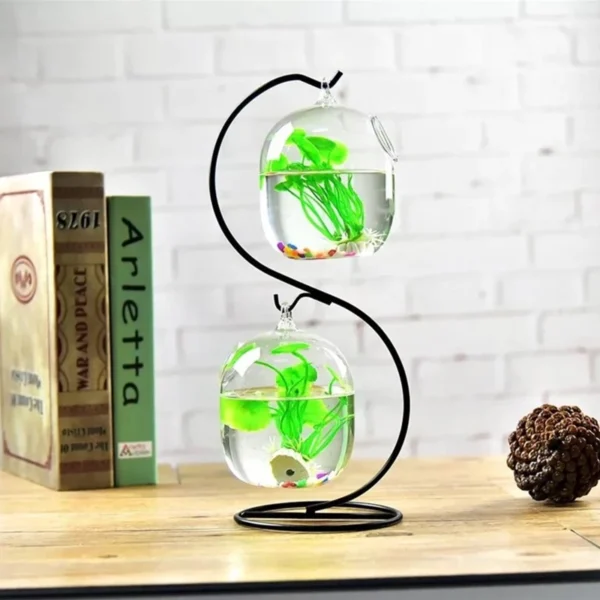 Bottle Aquarium Flower Plant Vase Suspended Transparent Hanging Glass Fish Flower Vase for Home Decoration