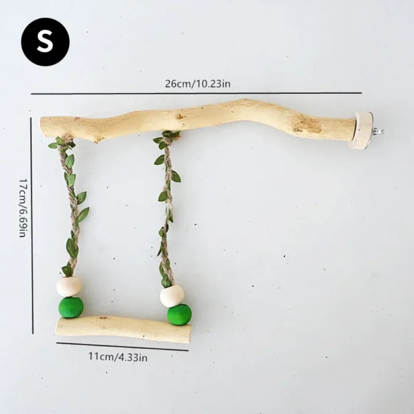 Wood Parrot Stand Pole Double Layer Swing Toy for Bird Tiger Skin Claw Grinding Beak Grinding Stand Pole Bird Cage Accessories - Image 7