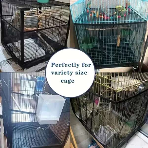 Adjustable Bird Cage Net Cover Birdcage Seed Feather Catcher Soft Skirt Guard Birdcage Nylon Mesh Netting for Round Square Cages - Image 5