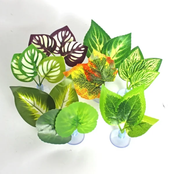 2Pcs Artificial Terrarium Plants Leaves Lizard Supplies Wall Hanging Plastic Leaves Lizard Hideout Grass Reptiles Accessories - Image 2