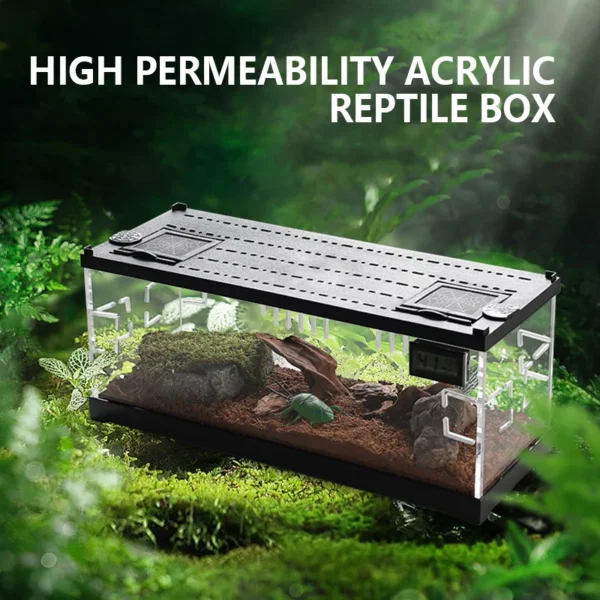 Acrylic Reptile Breeding Box with LED Lizards Snakes Winter Incubator with Heating Pads Reptiles Feeding Box Anti-escape Cages - Image 4