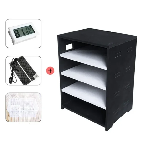 Pet Reptiles Acrylic Feeding Box Terrarium 4 Layers Breeding Tank Insect Lizards House Drawer with Hygrometer Heating Pad Cage - Image 5