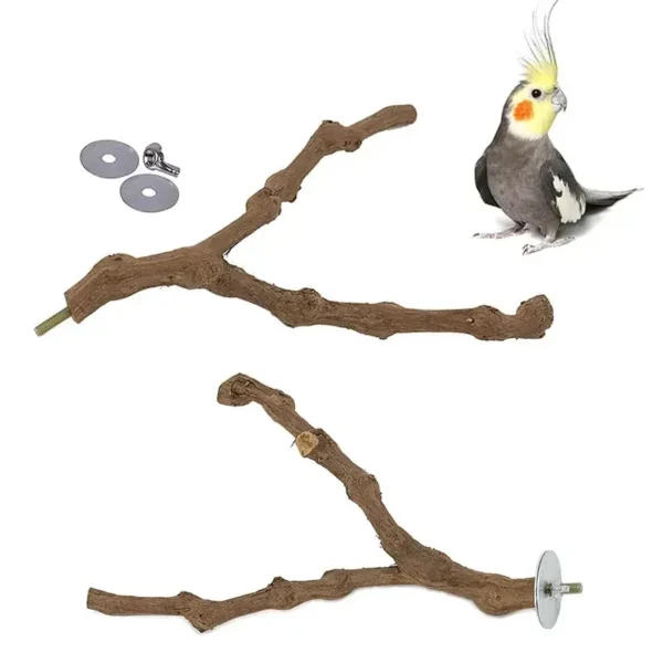 Pet Standing Stick Wild Grape Wood Pole Parrot Cockatiel Parakeet Station Board Bite Claw Grinding Toy Bird Cage Accessories - Image 5