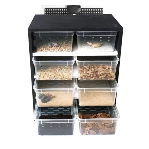 Pet Reptiles Acrylic Feeding Box Terrarium 4 Layers Breeding Tank Insect Lizards House Drawer with Hygrometer Heating Pad Cage - Image 3