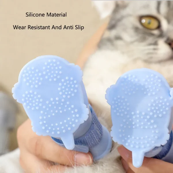 4Pcs/Set Pet Dog Rain Shoes Anti Slip Waterproof Cat Shoe Rubber Boots for Outdoor Footwear Socks Dogs Cats Foot Cover - Image 3