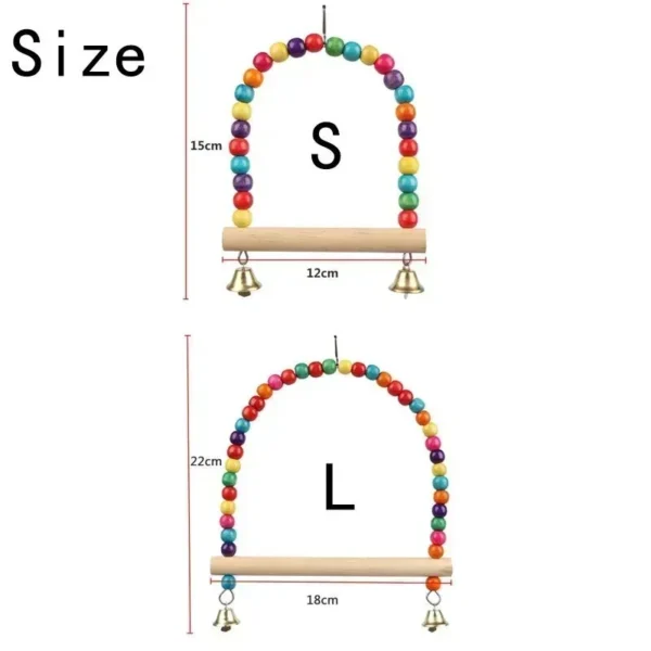Pet Toy Bird Swing Toys Parrot Wooden Swing Stand Pet Supplies(S:12x15cm/ L:18*22cm) - Image 3