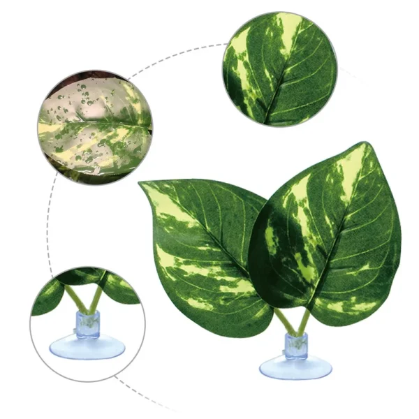 2Pcs Artificial Terrarium Plants Leaves Lizard Supplies Wall Hanging Plastic Leaves Lizard Hideout Grass Reptiles Accessories - Image 5