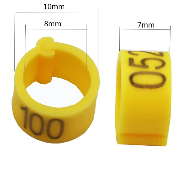 100pcs Bird Clip Ring ID 8mm Plastic Digital Markup Parrot Pigeons 10 Colors Marking Ring 8mm Bird Training Foot Ring 001-100 - Image 2