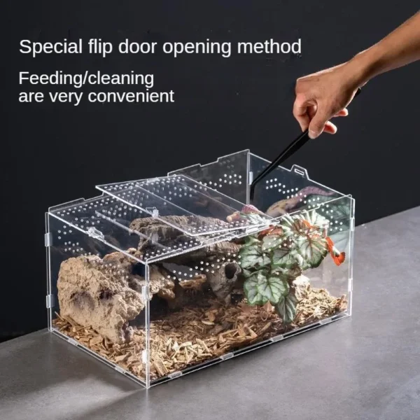 Reptile Terrarium Habitat Breeding Box Acrylic Transparent Reptiles Cage Nano Arboreal Tarantula Enclosure Dearded Dragon 파충류 - Image 3