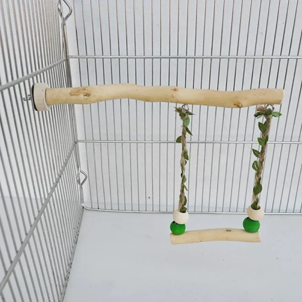 Wood Parrot Stand Pole Double Layer Swing Toy for Bird Tiger Skin Claw Grinding Beak Grinding Stand Pole Bird Cage Accessories - Image 2