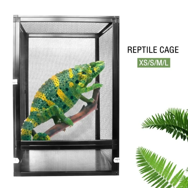 Detachable Reptile Terrarium Habitat Tank Aluminium Air Screen Cage Reptiles Cage with Cover Rainforest Habitat Lizard Chameleon - Image 4