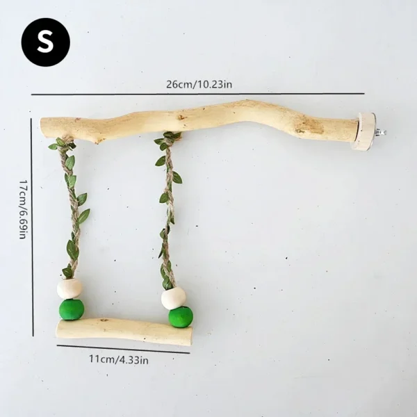 Wood Parrot Stand Pole Double Layer Swing Toy for Bird Tiger Skin Claw Grinding Beak Grinding Stand Pole Bird Cage Accessories - Image 4