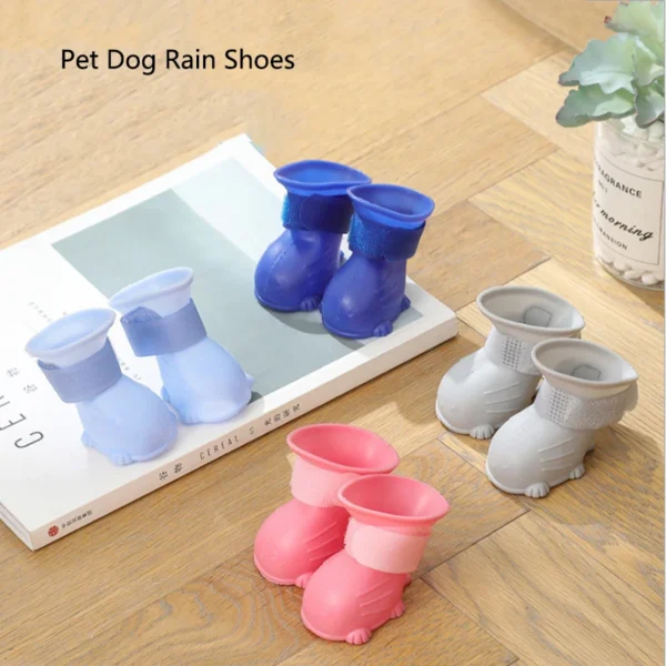 4Pcs/Set Pet Dog Rain Shoes Anti Slip Waterproof Cat Shoe Rubber Boots for Outdoor Footwear Socks Dogs Cats Foot Cover - Image 2