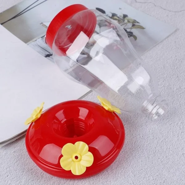 1pcs New Plastics Bird Water Feeder Bottle Hanging Hummingbird Feeder Garden Outdoor Plastic Flower Iron Hook Pet Bird Supplies - Image 2