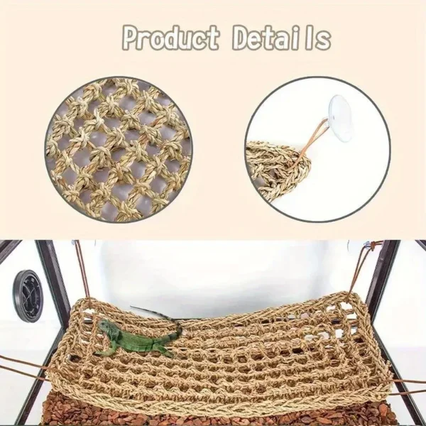 1PC Bearded Dragon Hammock Reptile Lounger for Chameleon Lizards Gecko Snakes Lguana Reptiles Geckos Grass Cushion Pet Bed Swing - Image 4