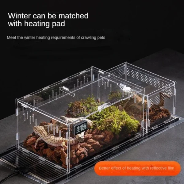 Reptile Terrarium Habitat Breeding Box Acrylic Transparent Reptiles Cage Nano Arboreal Tarantula Enclosure Dearded Dragon 파충류 - Image 4
