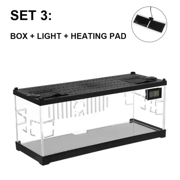 Acrylic Reptile Breeding Box with LED Lizards Snakes Winter Incubator with Heating Pads Reptiles Feeding Box Anti-escape Cages - Image 8