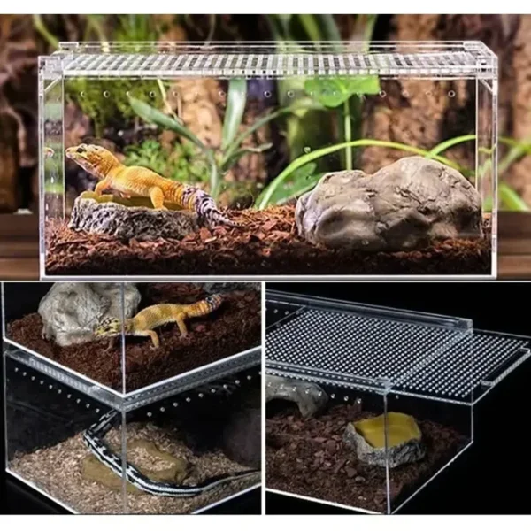 Reptile Anti-Escape Breeding Box Acrylic Transparent Breathable Amphibian Tank for Turtle Spider Lizard Snake Frog Reptiles Cage - Image 6
