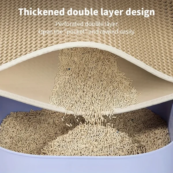 1Pc Large Size Cat Litter Mat-Advanced Honeycomb Double Layer Design,Urine Waterproof,Easy Cleaning,Scatter Control,Stay Clean - Image 2