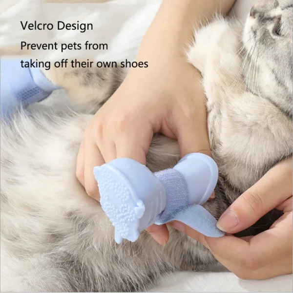 4Pcs/Set Pet Dog Rain Shoes Anti Slip Waterproof Cat Shoe Rubber Boots for Outdoor Footwear Socks Dogs Cats Foot Cover - Image 5