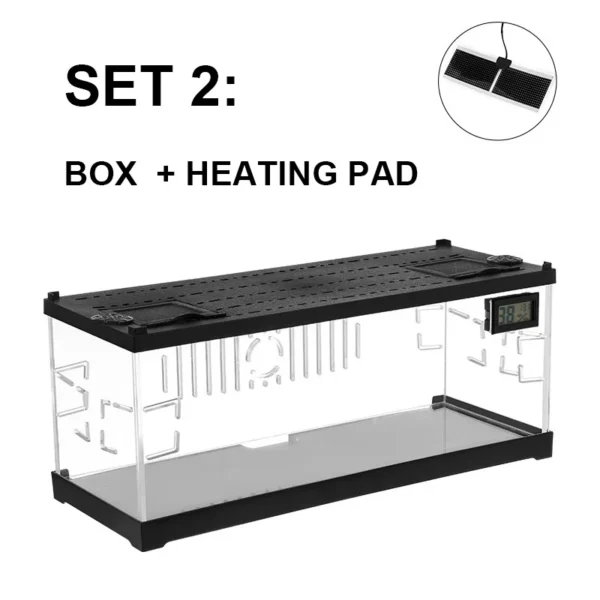 Acrylic Reptile Breeding Box with LED Lizards Snakes Winter Incubator with Heating Pads Reptiles Feeding Box Anti-escape Cages - Image 9