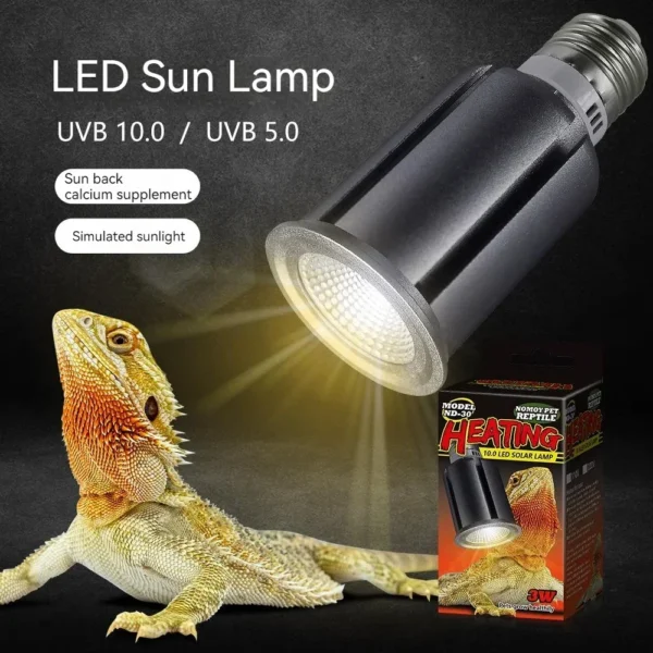 UVA+UVB Reptile Lamp Full Spectrum Tortoise Lizard Basking UV Light Bulbs 5.0/10.0 Amphibians Sun Lamp Sunbathe Heat Lamp - Image 3