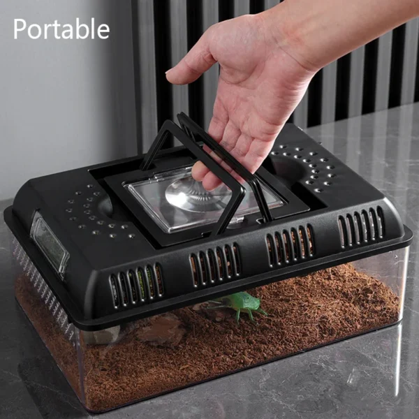 Transparent LED Light Reptile Breeding Box Pet Cage Breathable Feeding Portable Lamp Box Snake Turtle Lizard Anti-escape Cages - Image 5