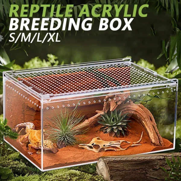 Reptile Anti-Escape Breeding Box Acrylic Transparent Breathable Amphibian Tank for Turtle Spider Lizard Snake Frog Reptiles Cage - Image 2