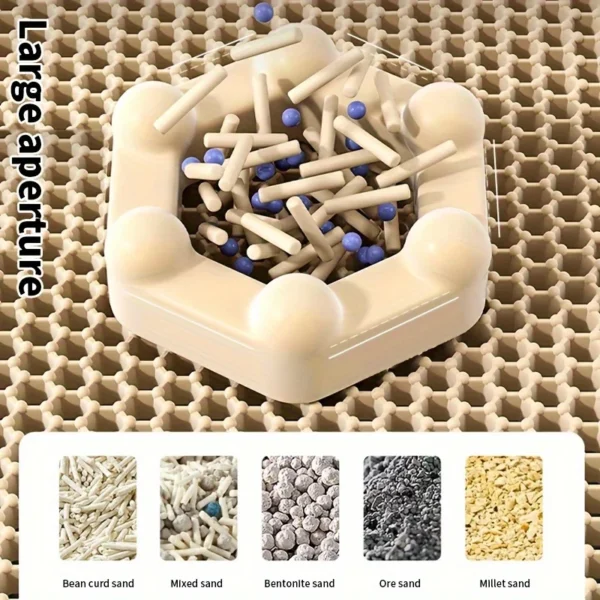 1Pc Large Size Cat Litter Mat-Advanced Honeycomb Double Layer Design,Urine Waterproof,Easy Cleaning,Scatter Control,Stay Clean - Image 5