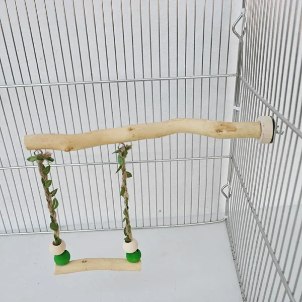 Wood Parrot Stand Pole Double Layer Swing Toy for Bird Tiger Skin Claw Grinding Beak Grinding Stand Pole Bird Cage Accessories - Image 3