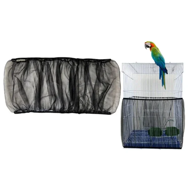 Adjustable Bird Cage Net Cover Birdcage Seed Feather Catcher Soft Skirt Guard Birdcage Nylon Mesh Netting for Round Square Cages - Image 4
