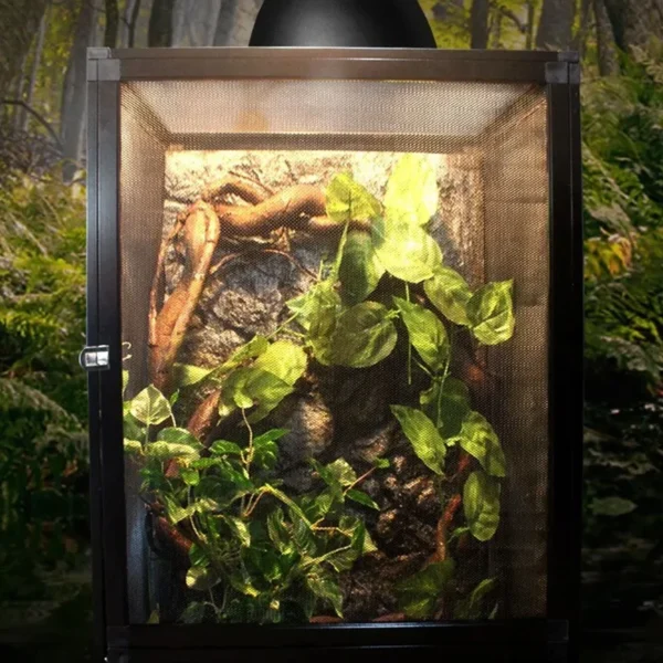 Detachable Reptile Terrarium Habitat Tank Aluminium Air Screen Cage Reptiles Cage with Cover Rainforest Habitat Lizard Chameleon - Image 3