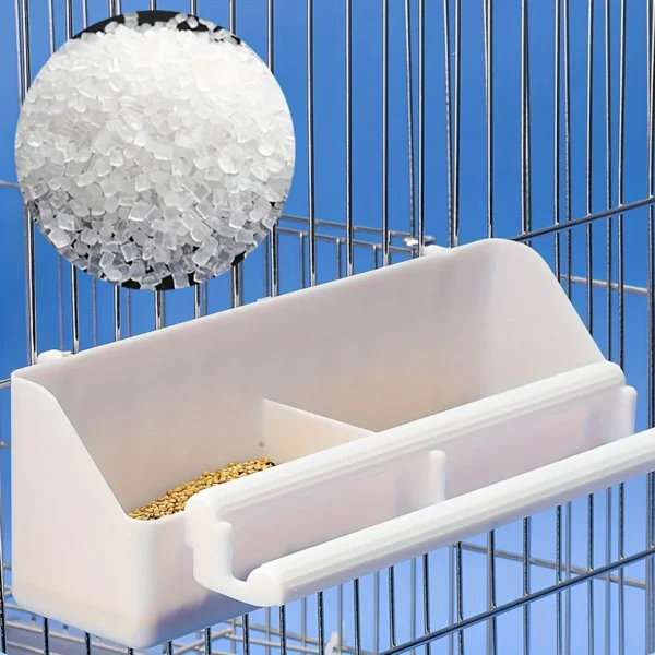 1pc Portable Double Grid Design Bird Feeder, Hanging Bird Food And Water Container For Bird Cage - Image 2