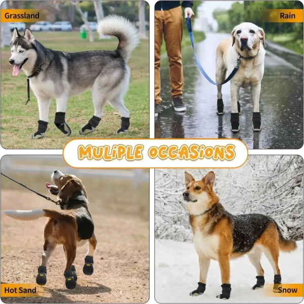 4Pc/set Dog Shoes for Large Size Dogs, Waterproof Medium Large Dog Boots, for Hot Pavement Winter Snow Hiking Breathable Elastic - Image 6