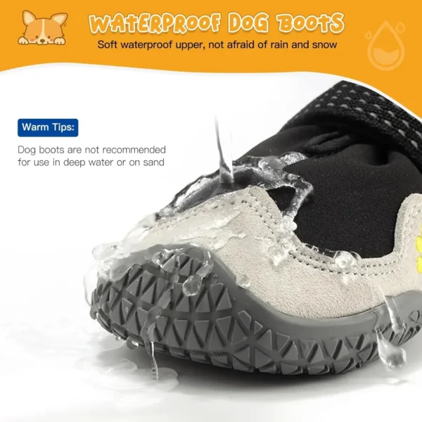 4Pc/set Dog Shoes for Large Size Dogs, Waterproof Medium Large Dog Boots, for Hot Pavement Winter Snow Hiking Breathable Elastic - Image 2