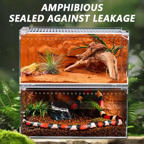 Reptile Anti-Escape Breeding Box Acrylic Transparent Breathable Amphibian Tank for Turtle Spider Lizard Snake Frog Reptiles Cage - Image 5