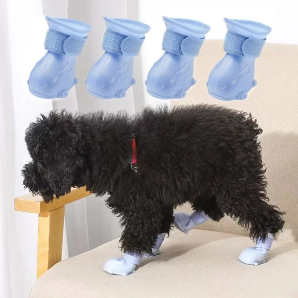 4Pcs/Set Pet Dog Rain Shoes Anti Slip Waterproof Cat Shoe Rubber Boots for Outdoor Footwear Socks Dogs Cats Foot Cover - Image 6