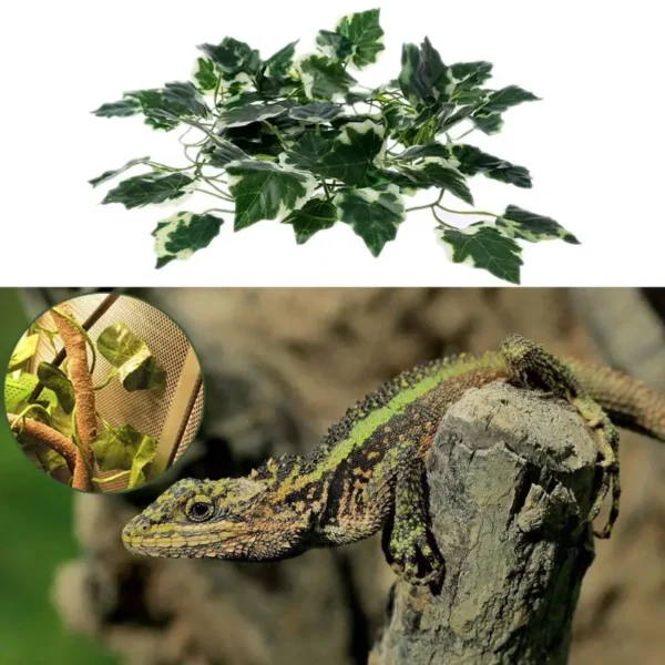 Artificial Vine Reptile Lizards Terrarium Decoration Chameleons Climb Rest Plants Leaves - Image 6