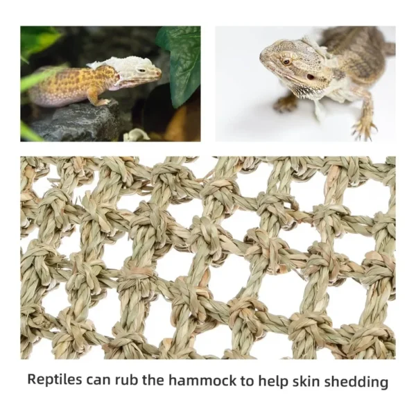 Bearded Dragon Hammock Reptile Lounger for Chameleon Lizards Gecko Snakes Lguana Reptiles Geckos Grass Cushion Pet Bed Swing - Image 4