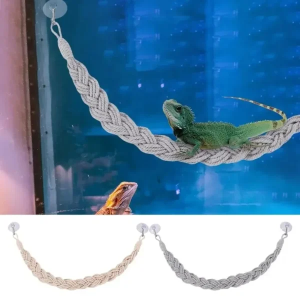 Lizards hammock  Hermit Crab Hammock Climber Lizard Lounger Climbing Swing Hermit Crab Climbing Jute Rope Ladder Reptile Toys - Image 3