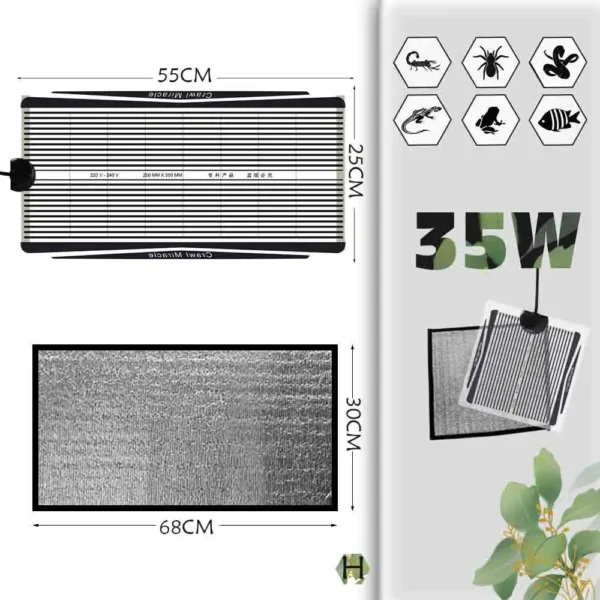 EU/US/UK/AU Plug Reptiles Heating Mat With Adjustable Temperature Controller Warm Pad Incubator for Lizard Turtle Aquarium 5-35W - Image 12