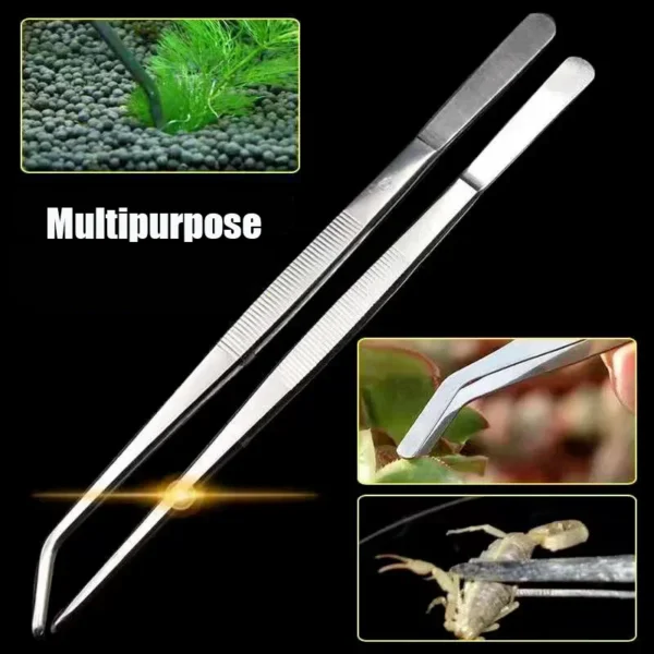 48cm Stainless Steel Tweezers Fish Tank Aquatic Plants Aqaurium Tool Water Plant Curved Pliers Birds Reptile Feeding Tongs - Image 2